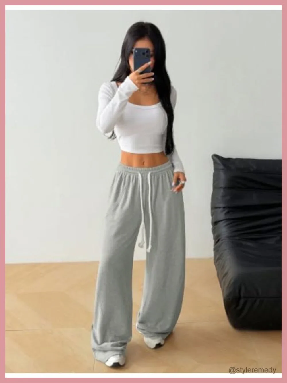 ZAFUL Womens Wide Leg Sweatpants Drawstring Elastic Waist Baggy Lounge Pants